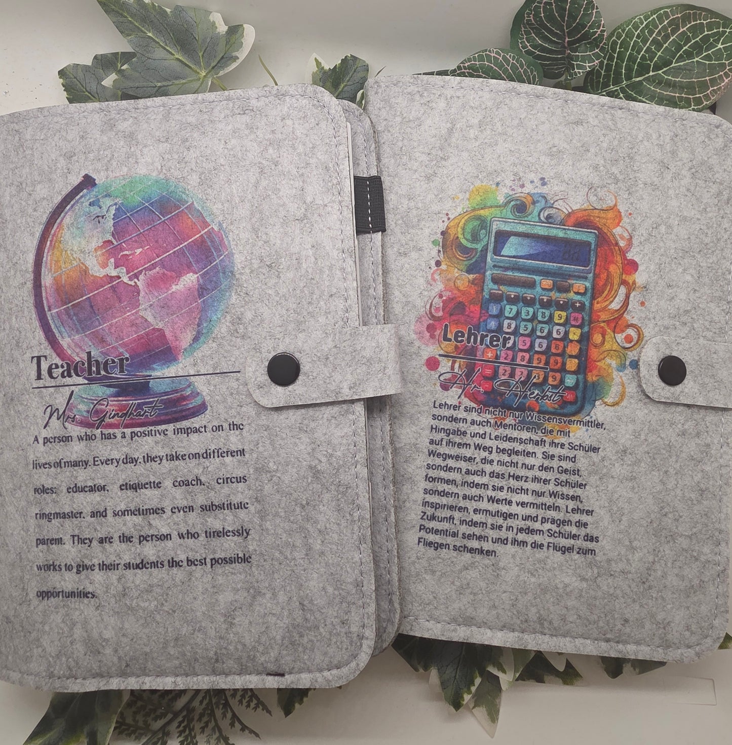 Filz A5 Ringbuch hellgrau