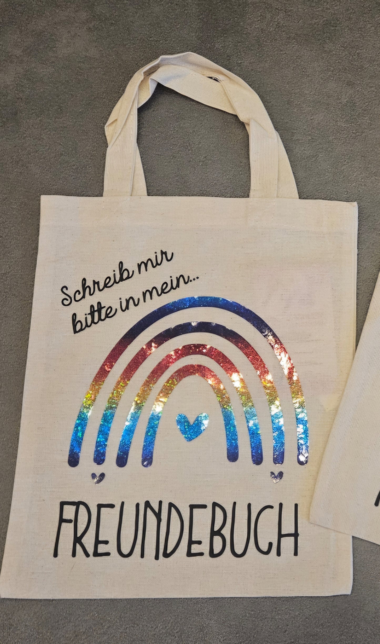 Baumwolltasche Freundebuch Regenbogenmotive