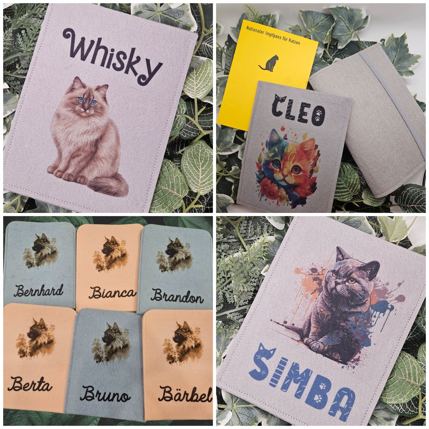 Filz Hülle EU Pass Hund Katze Impfpass