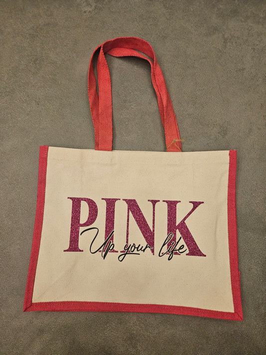 Jute Shopper groß PINK UP YOUR LIFE